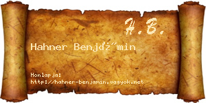 Hahner Benjámin névjegykártya